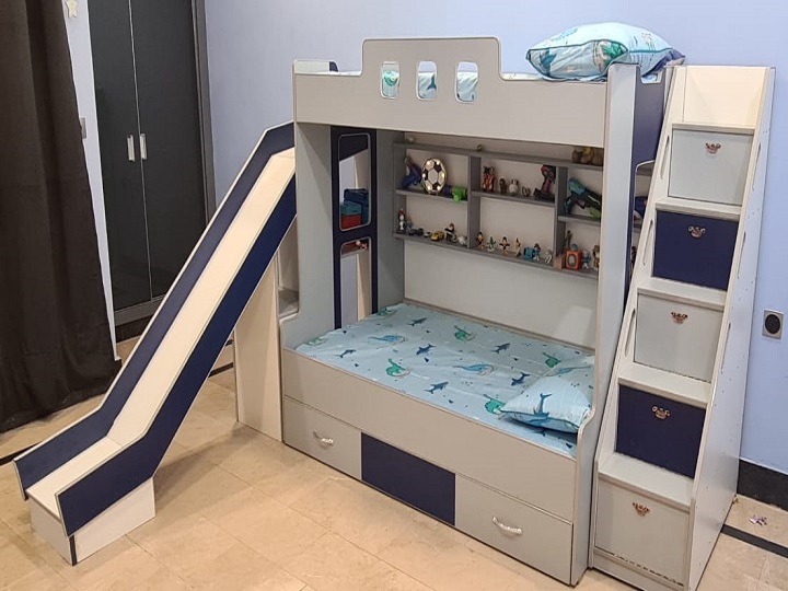 Kids Triple Bunk Bed With Slide
