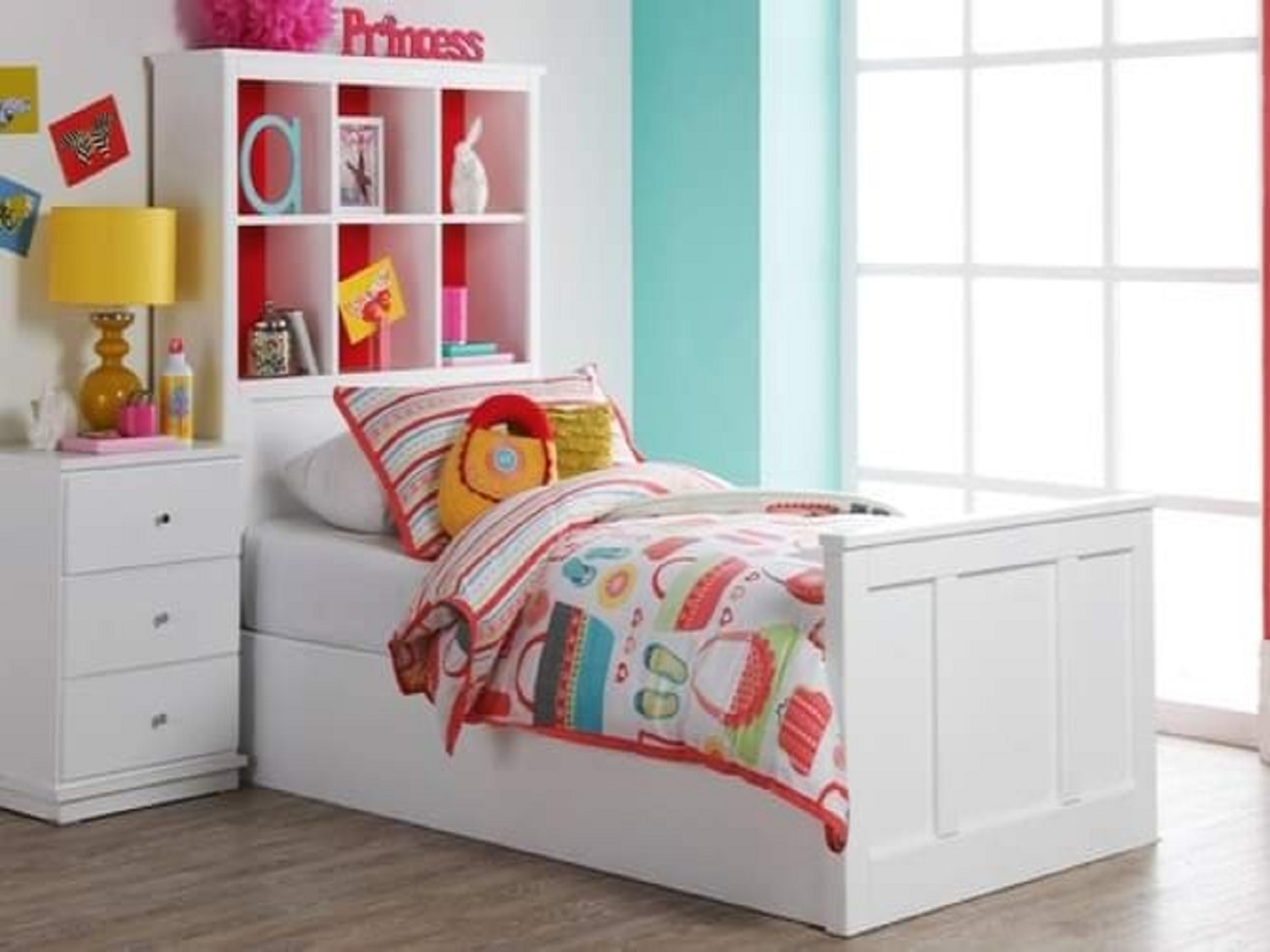 Kids Single Bed and Side Table 