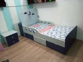 Navy Blue Grey Trundle Style Bed