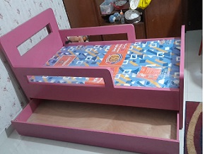Pink Colour Girls Single Bed