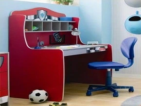 All Red Study Table With Storage Boxes